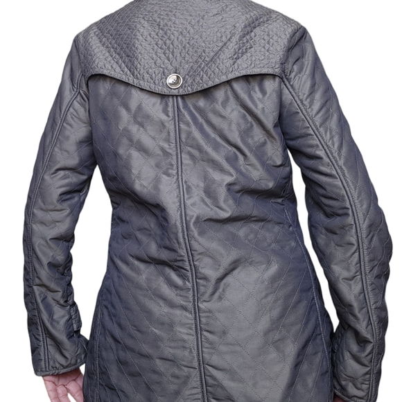 Kristen Blake Metallic/Pewter Quilted Minky Lined Water Resistant Parka Jacket S - Picture 12 of 12